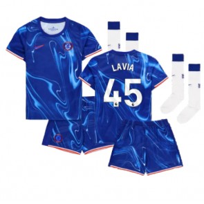 Chelsea Romeo Lavia #45 Dětské Domácí dres komplet 2024-25 Krátký Rukáv (+ trenýrky)